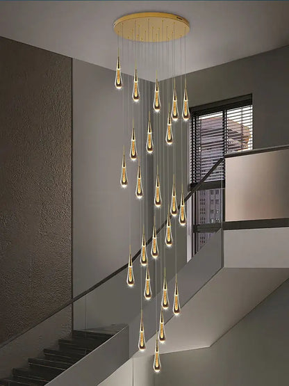 Modern golden crystal pendant chandelier living room teardrop light