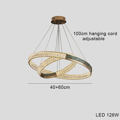 Modern golden crystal ring ceiling chandelier dining room luxury light