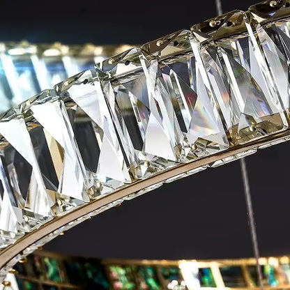 Modern golden crystal ring ceiling chandelier dining room luxury light