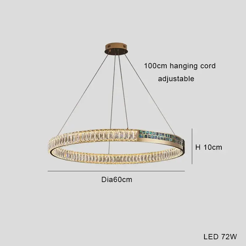 Modern golden crystal ring ceiling chandelier dining room luxury light