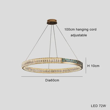 Modern golden crystal ring ceiling chandelier dining room luxury light