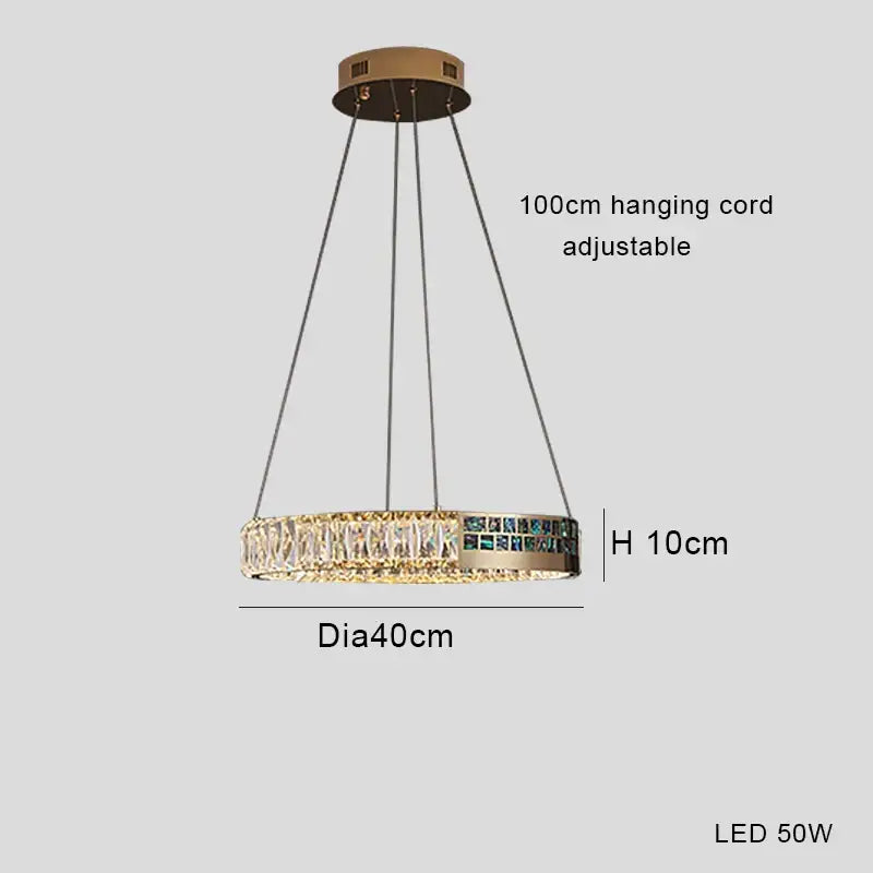 Modern golden crystal ring ceiling chandelier dining room luxury light