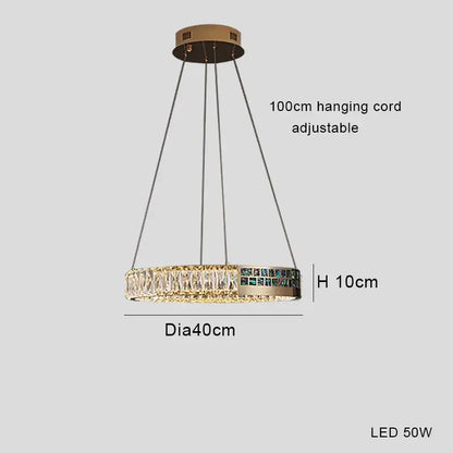 Modern golden crystal ring ceiling chandelier dining room luxury light