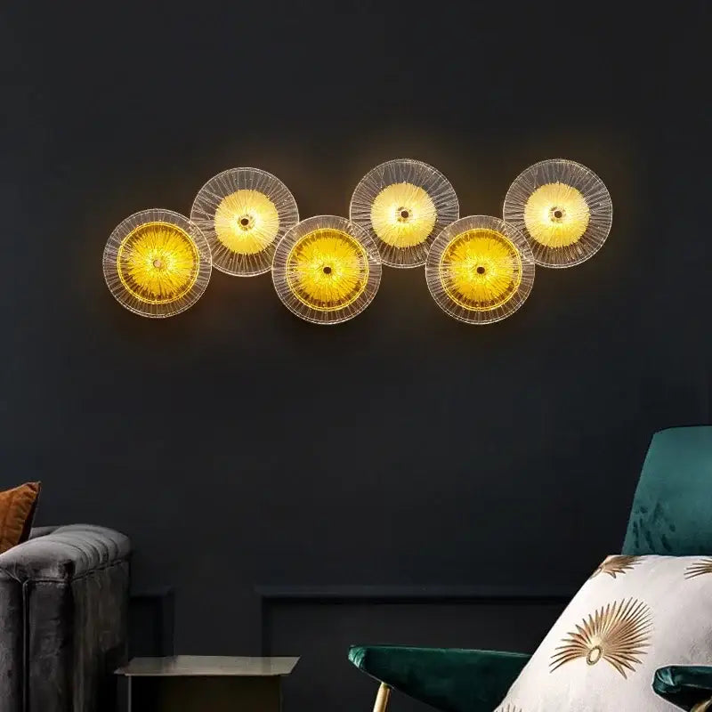 Modern golden crystal wall lamp set of 4 for living room