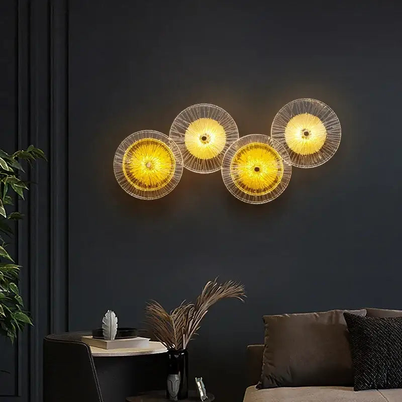 Modern golden crystal wall lamp set of 4 for living room