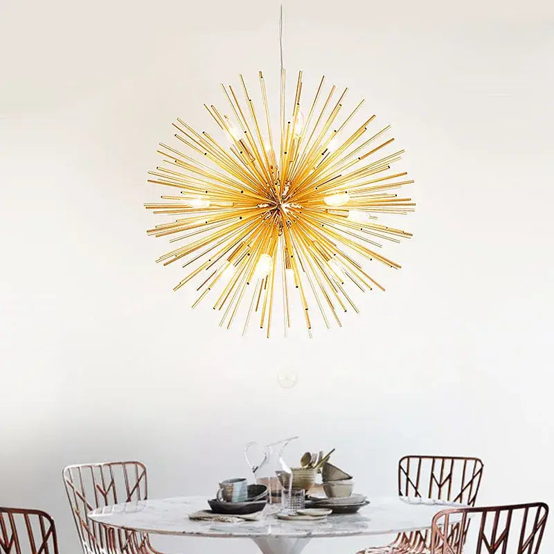 Modern golden dandelion ball chandelier bedroom starburst lamp