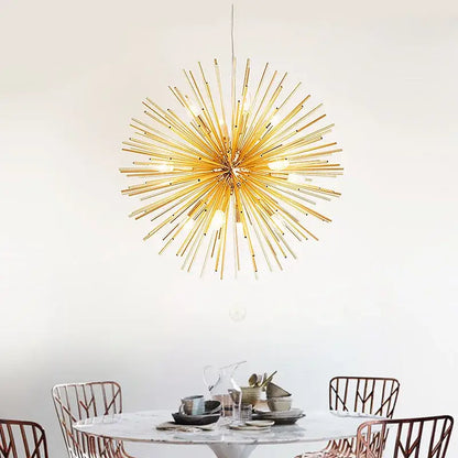 Modern golden dandelion ball chandelier bedroom starburst lamp