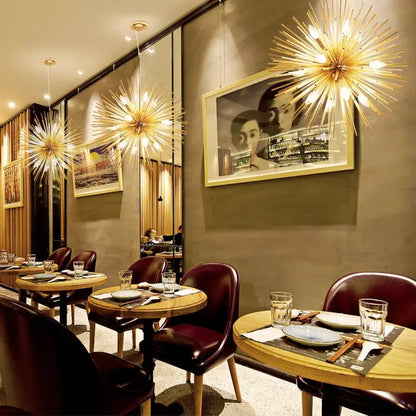 Modern golden dandelion ball chandelier bedroom starburst lamp