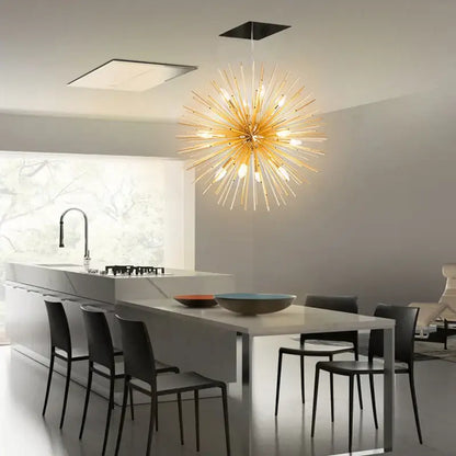 Modern golden dandelion ball chandelier bedroom starburst lamp