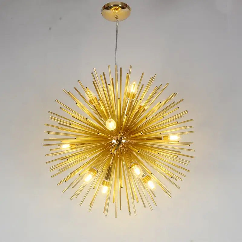 Modern golden dandelion ball chandelier bedroom starburst lamp