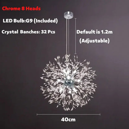 Modern golden dandelion spark led chandelier living room crystal light
