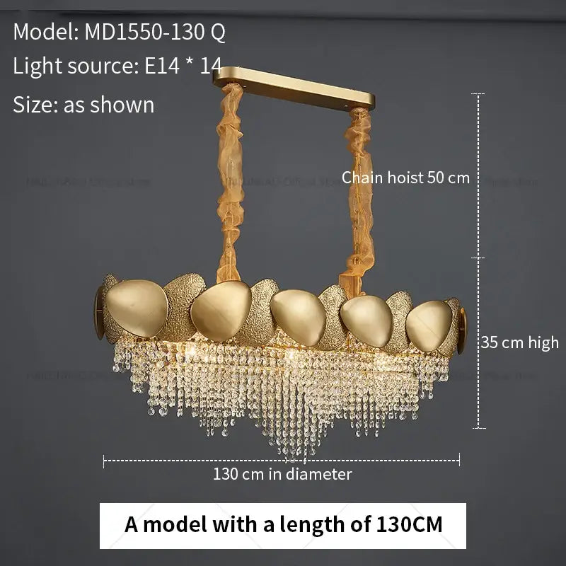 Modern golden crystal chandelier for living room