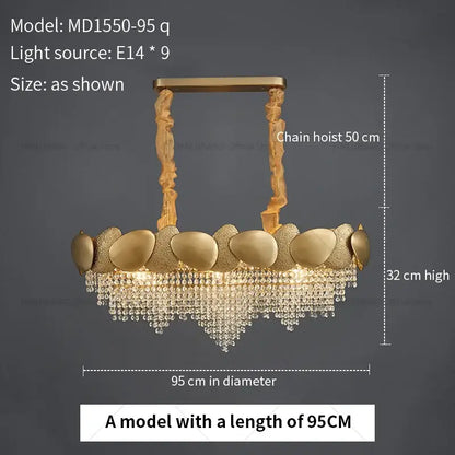 Modern golden crystal chandelier for living room