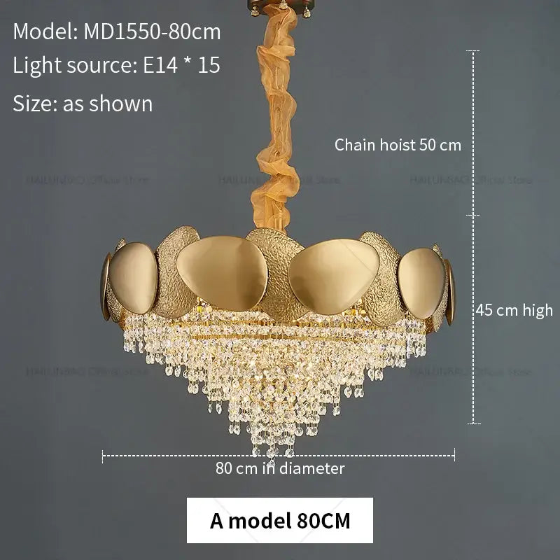 Modern golden crystal chandelier for living room