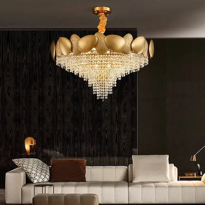 Modern golden crystal chandelier for living room