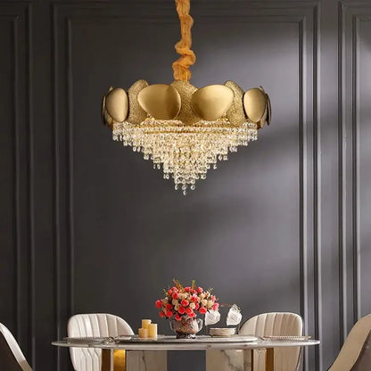 Modern golden crystal chandelier for living room