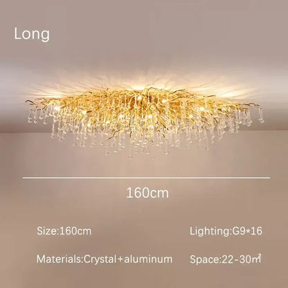 Modern golden crystal dendritic chandelier dining room light