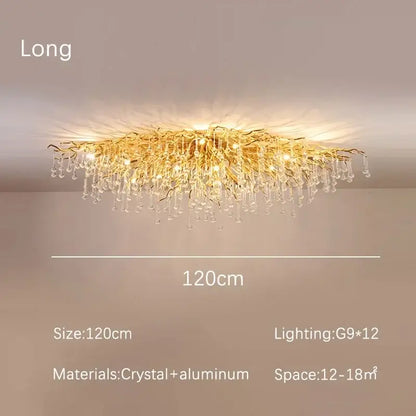 Modern golden crystal dendritic chandelier dining room light