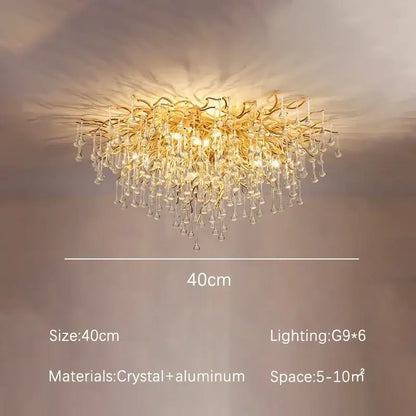 Modern golden crystal dendritic chandelier dining room light