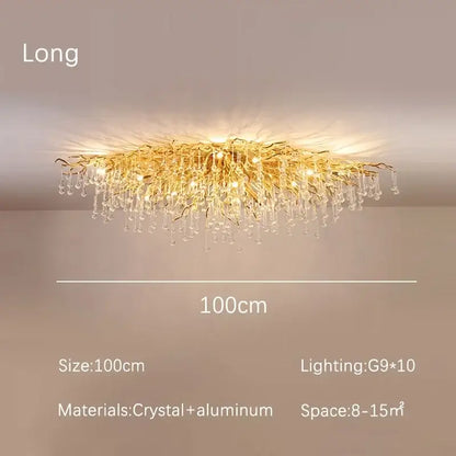 Modern golden crystal dendritic chandelier dining room light