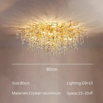 Modern golden crystal dendritic chandelier dining room light