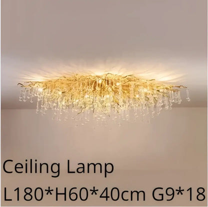 Modern golden crystal dendritic chandelier dining room light