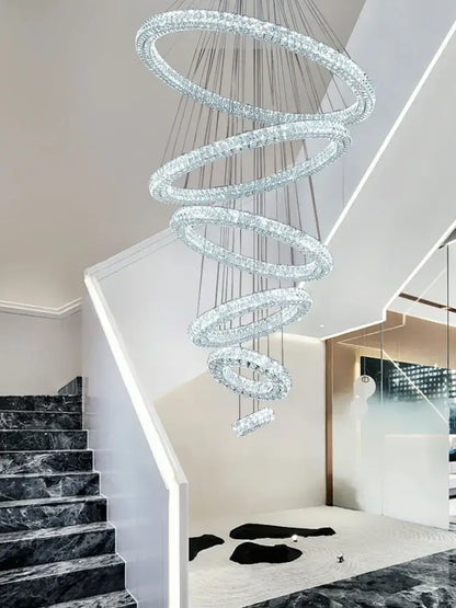 Modern golden crystal ring chandelier living room light