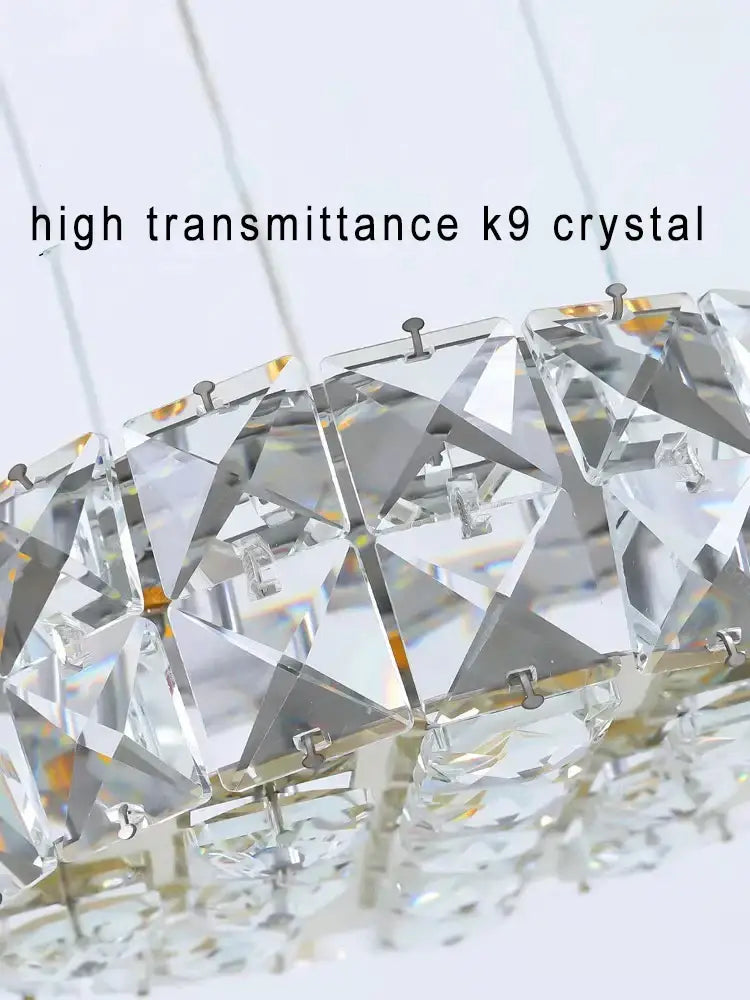 Modern golden crystal ring chandelier living room light