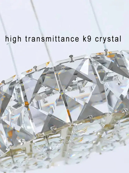 Modern golden crystal ring chandelier living room light
