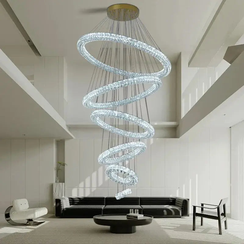 Modern golden crystal ring chandelier living room light