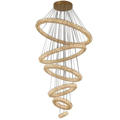 Modern golden crystal ring chandelier living room light