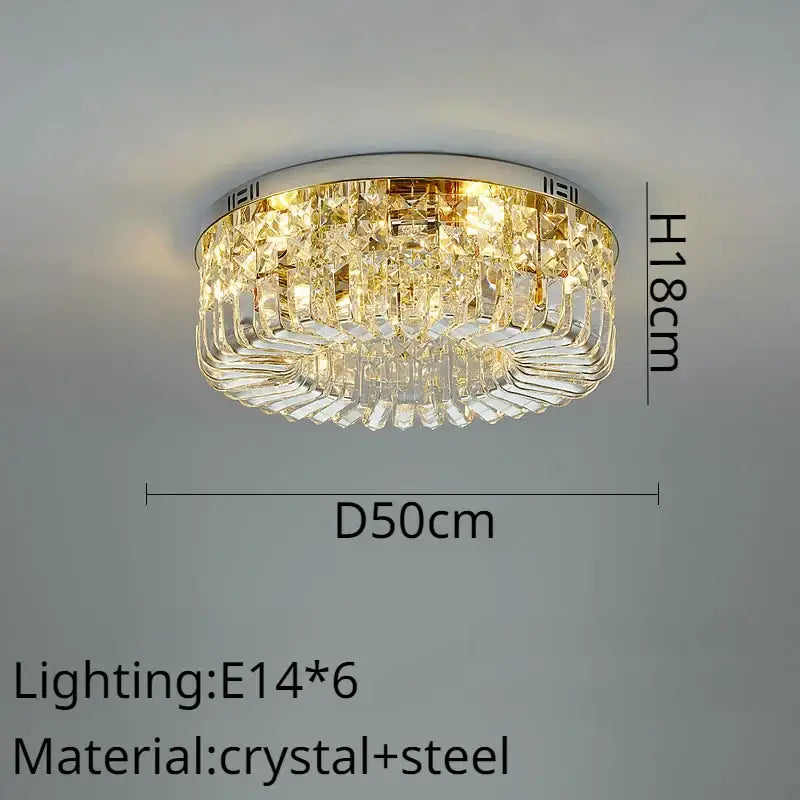 Modern golden crystal ring led ceiling lamp living room