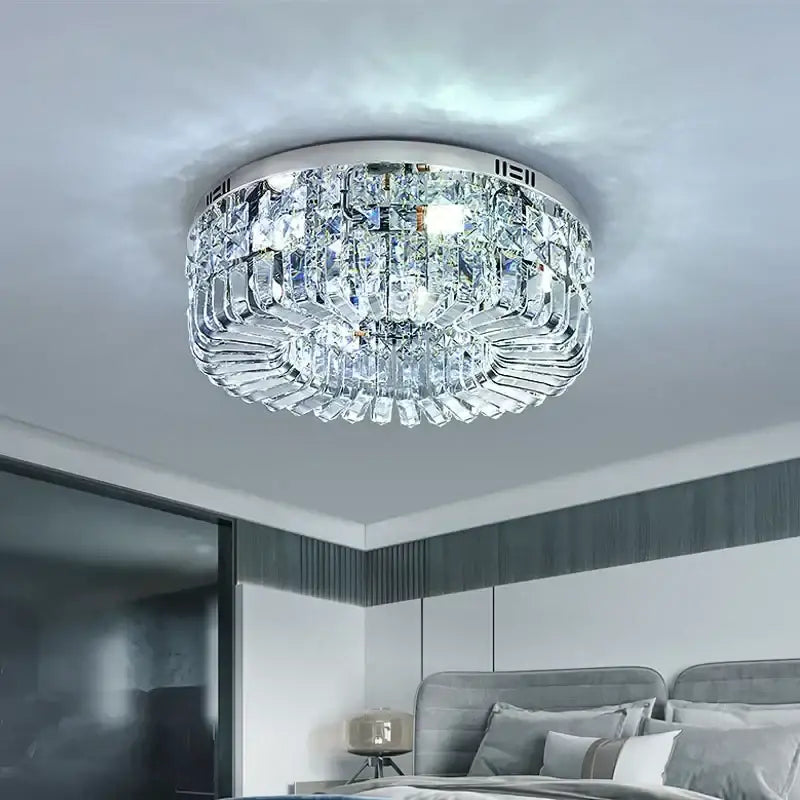 Modern golden crystal ring led ceiling lamp living room