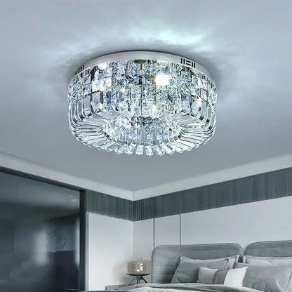 Modern golden crystal ring led ceiling lamp living room