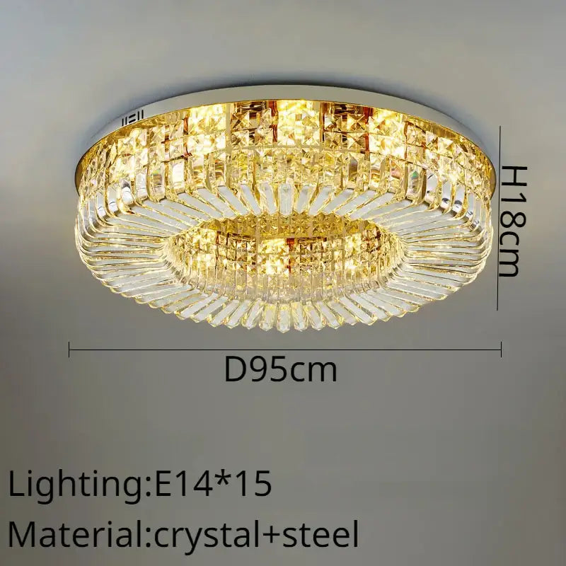 Modern golden crystal ring led ceiling lamp living room