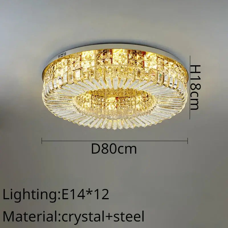 Modern golden crystal ring led ceiling lamp living room