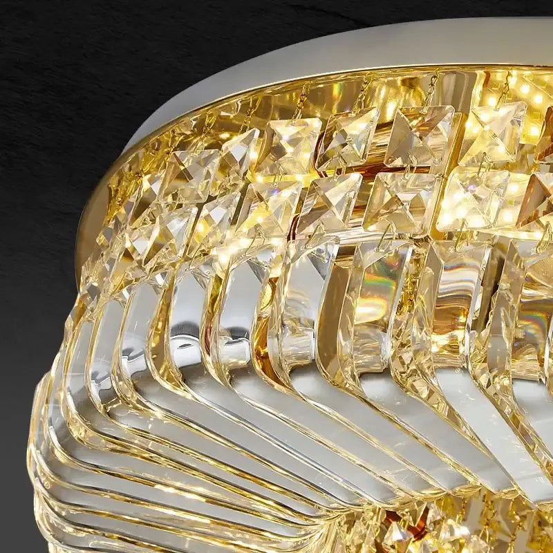 Modern golden crystal ring led ceiling lamp living room