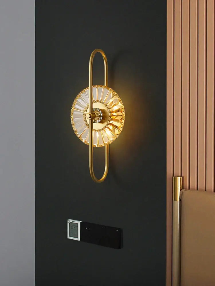 Modern golden crystal wall light for bedroom
