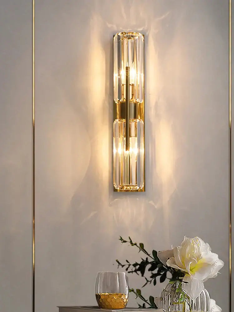 Modern golden crystal wall light for bedroom