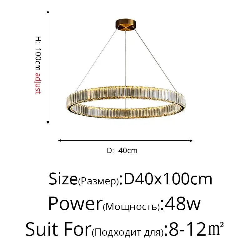 Modern golden double ring crystal led ceiling chandelier dining room