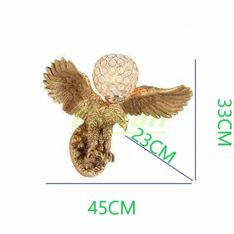 Modern golden eagle crystal led wall lamp for bedroom living room