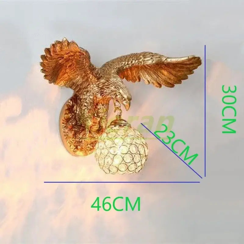 Modern golden eagle crystal led wall lamp for bedroom living room