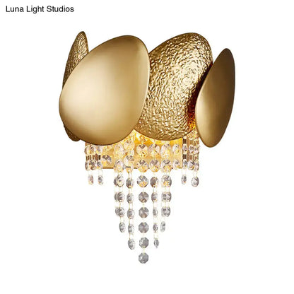 Modern golden egg wall mount light bedroom crystal sconce