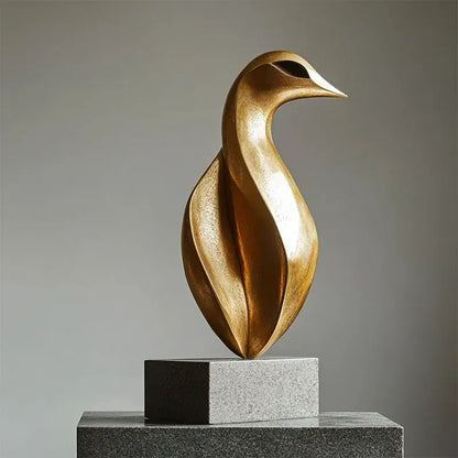 Modern golden geometric animal bird sculpture living room decor