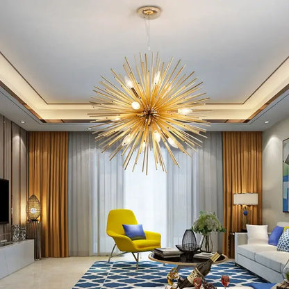 Modern golden geometric ball chandelier for dining room lighting