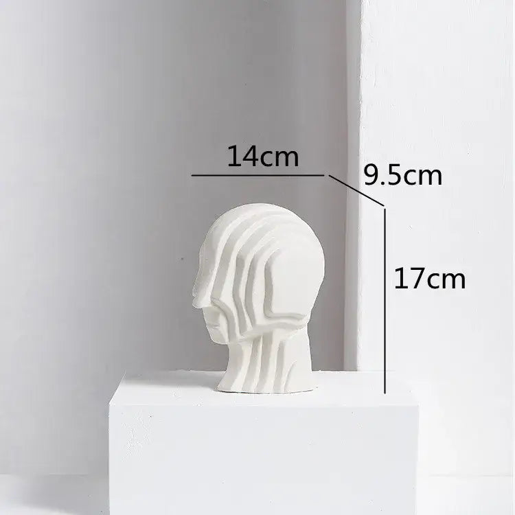 Modern golden geometric ceramic head sculpture living room decor