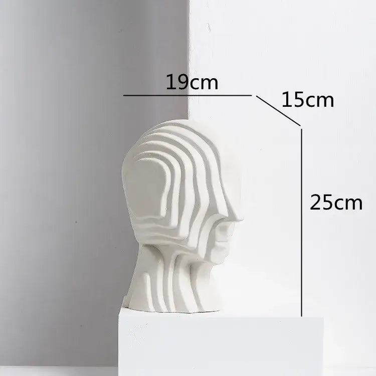 Modern golden geometric ceramic head sculpture living room decor