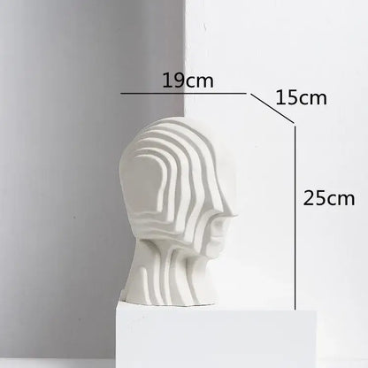 Modern golden geometric ceramic head sculpture living room decor