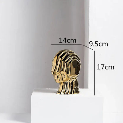 Modern golden geometric ceramic head sculpture living room decor