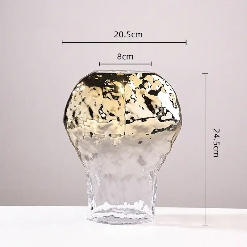Modern golden geometric glass vase set gold & black living room decor